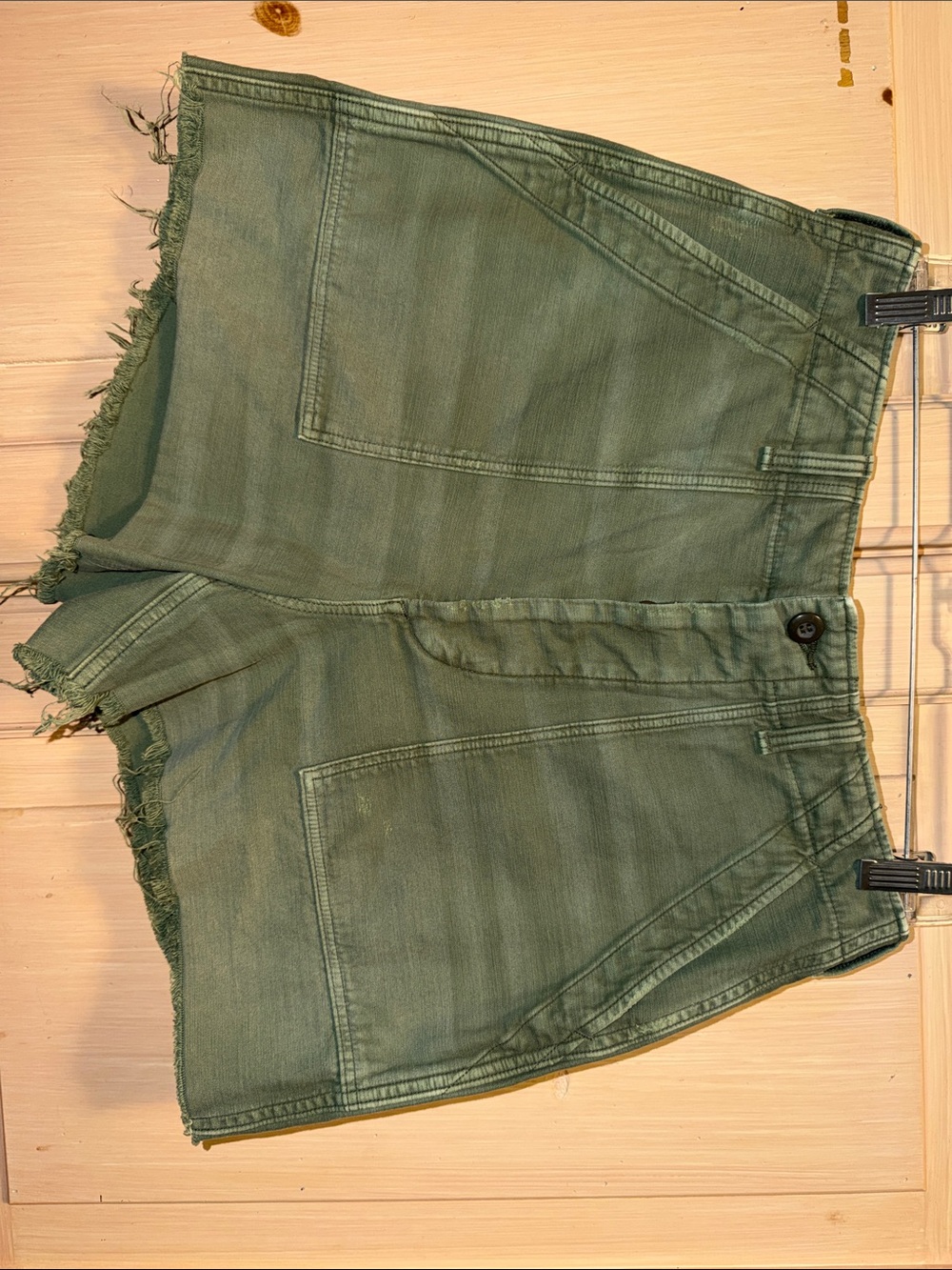 Polo by Ralph Lauren Olive Green Denim Cutoff Shorts with Frayed Hem